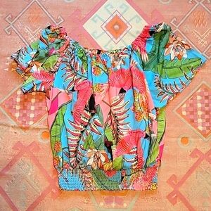 Rachel Roy Tropical Print Top Size Large